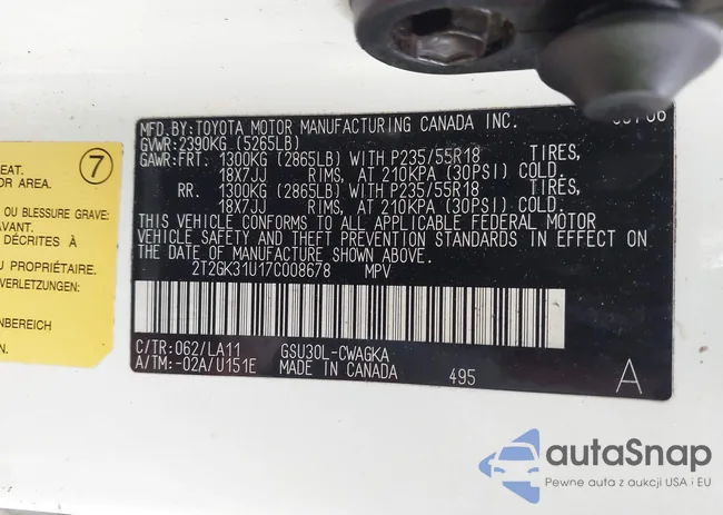 2T2GK31U17C008678: 43719316