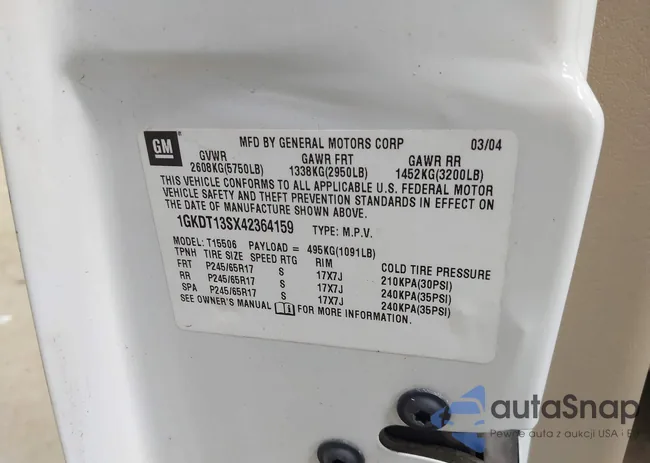 1GKDT13SX42364159: 43719324