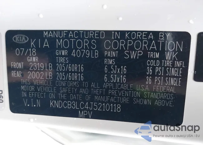 KNDCB3LC4J5210118: 43719355