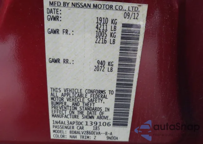 1N4AL3AP3DC139106: 43719369