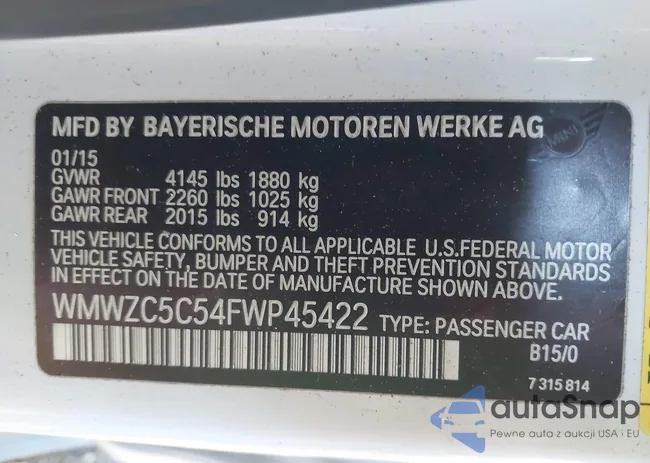 WMWZC5C54FWP45422: 43719626