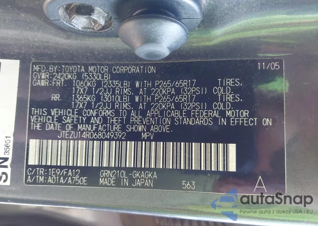 JTEZU14R068049392: 43718991