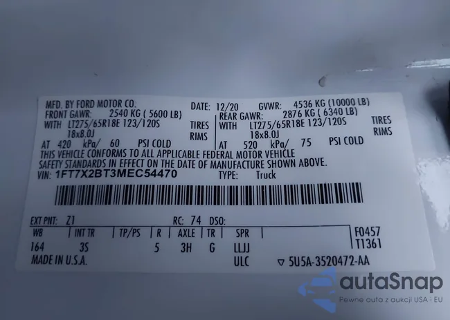 1FT7X2BT3MEC54470: 43720162