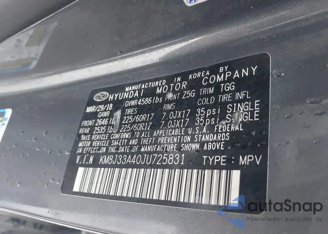 KM8J33A40JU725831: 43720343