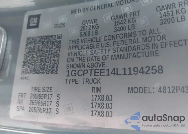 1GCPTEE14L1194258: 43720550