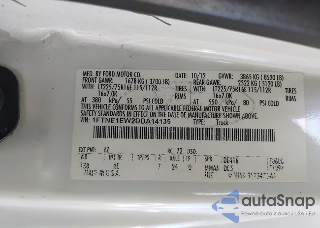 1FTNE1EW2DDA14135: 43720562