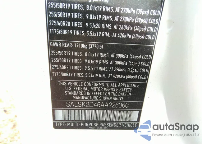 SALSK2D46AA226060: 43719696