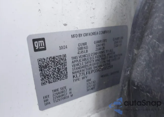 KL77LFEP3SC150259: 43719816