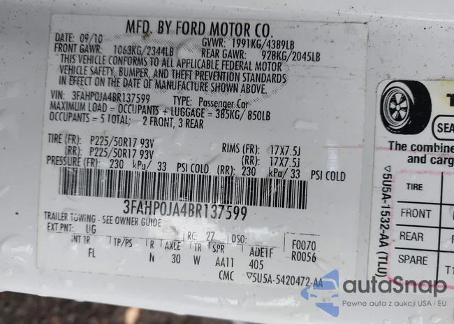 3FAHP0JA4BR137599: 43719931