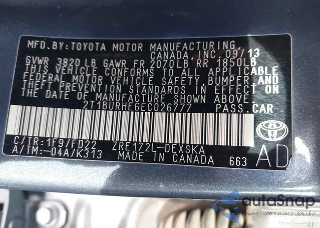 2T1BURHE6EC026777: 43721052