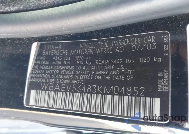 WBAEV53483KM04852: 43721084