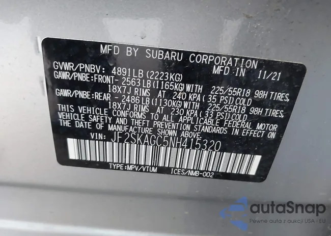 JF2SKAGC5NH415320: 43721148