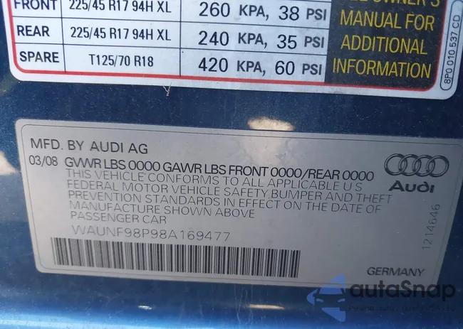 WAUNF98P98A169477: 43721172