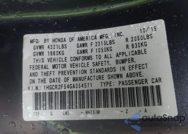 1HGCR2F54GA054571: 43721233