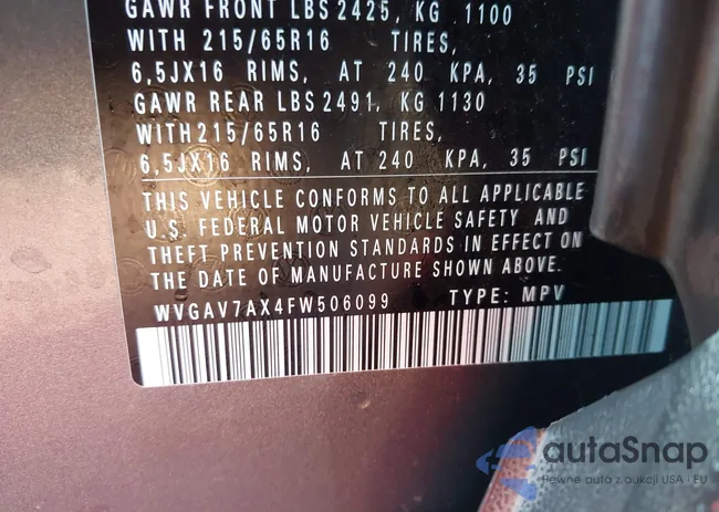 WVGAV7AX4FW506099: 43721269