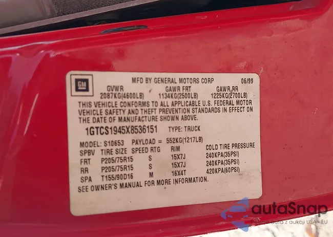 1GTCS1945X8536151: 43721286