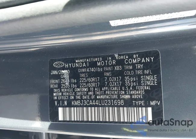 KM8J3CA44LU231698: 43721389