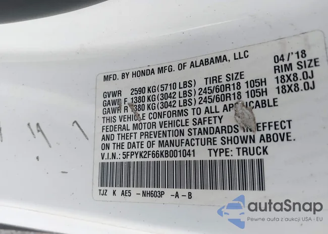 5FPYK2F66KB001041: 43721472