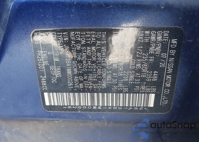 JN8AT3BA1MW000261: 43721486