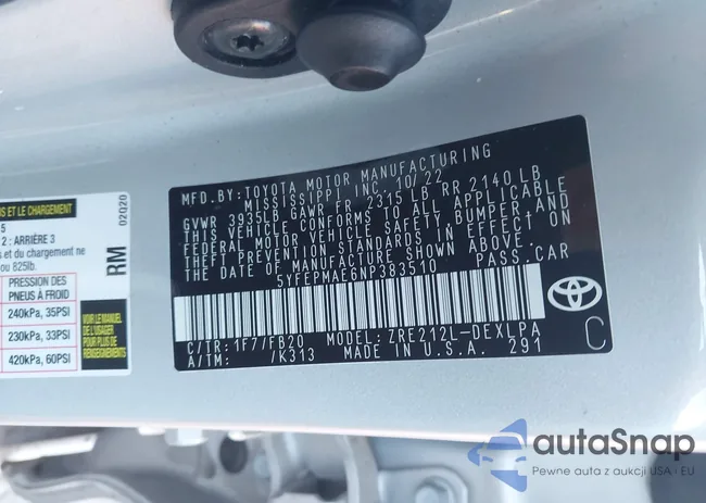 5YFEPMAE6NP383510: 43721488