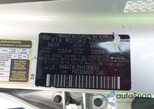 KNAGT4L35H5183653: 43721510