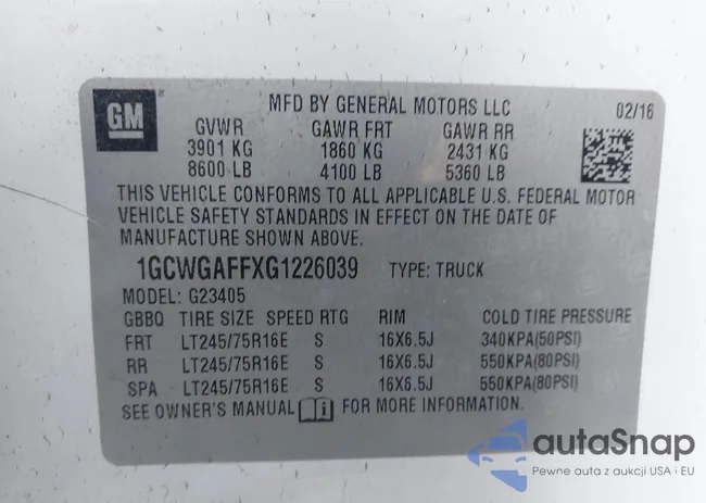 1GCWGAFFXG1226039: 43720706