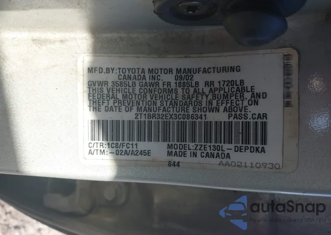 2T1BR32EX3C086341: 43720715