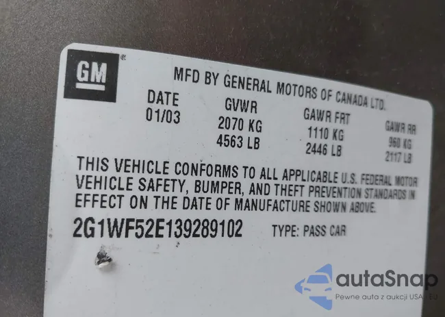 2G1WF52E139289102: 43720940