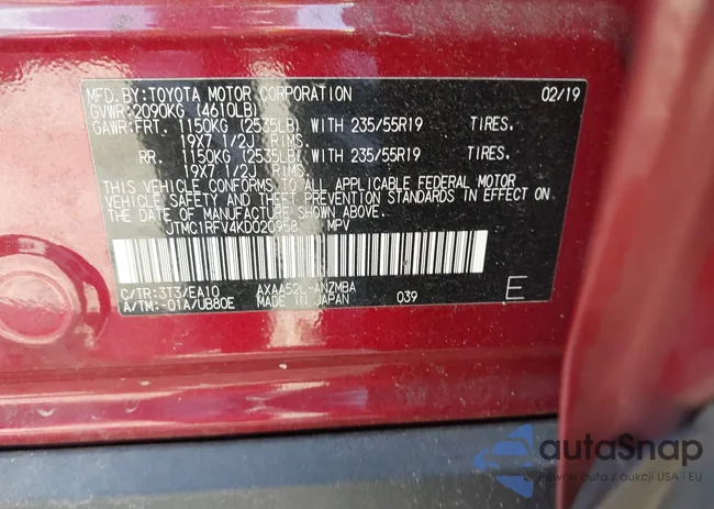 JTMC1RFV4KD020958: 43722120