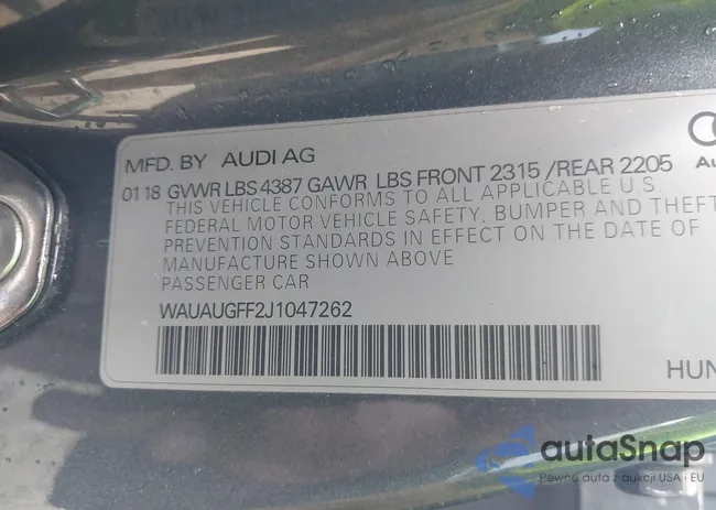 WAUAUGFF2J1047262: 43722366