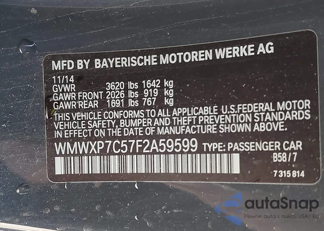 WMWXP7C57F2A59599: 43722574