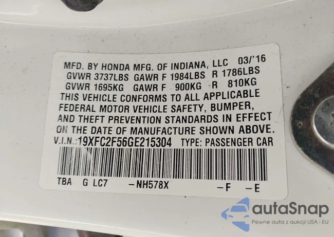 19XFC2F56GE215304: 43722601