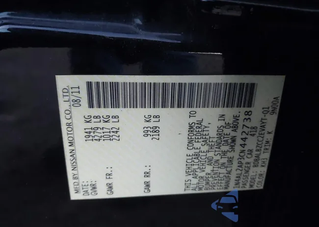 1N4AL2AP3CN442738: 43721746