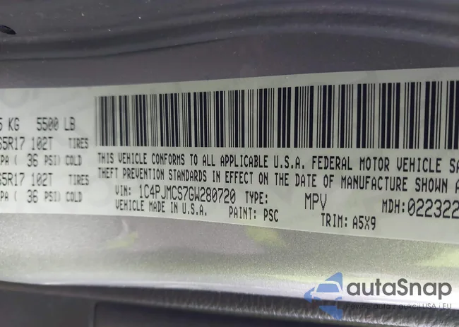 1C4PJMCS7GW280720: 43721861