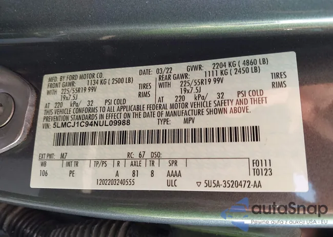 5LMCJ1C94NUL09988: 43723227