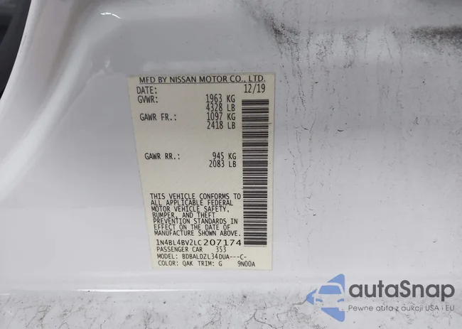 1N4BL4BV2LC207174: 43723287