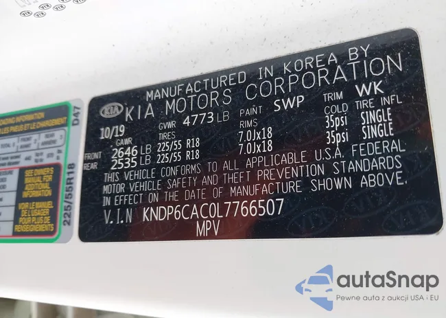 KNDP6CAC0L7766507: 43723400