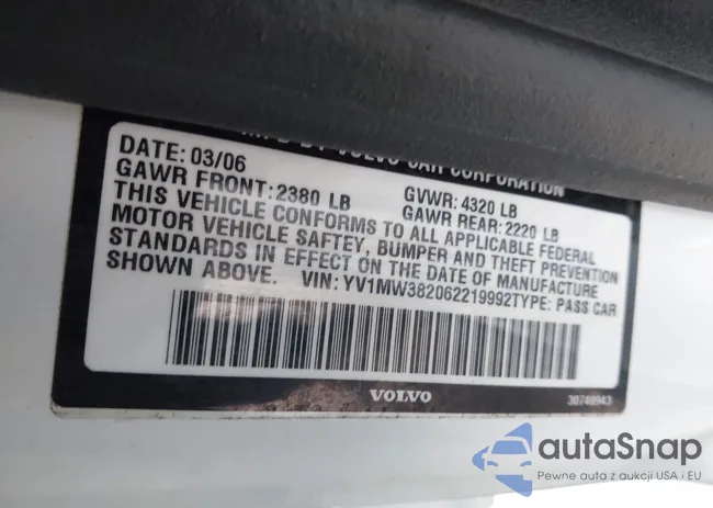 YV1MW382062219992: 43723488