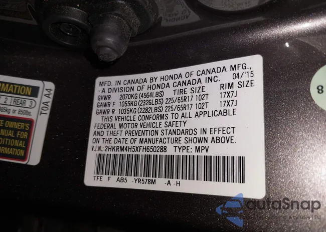 2HKRM4H5XFH650288: 43723510