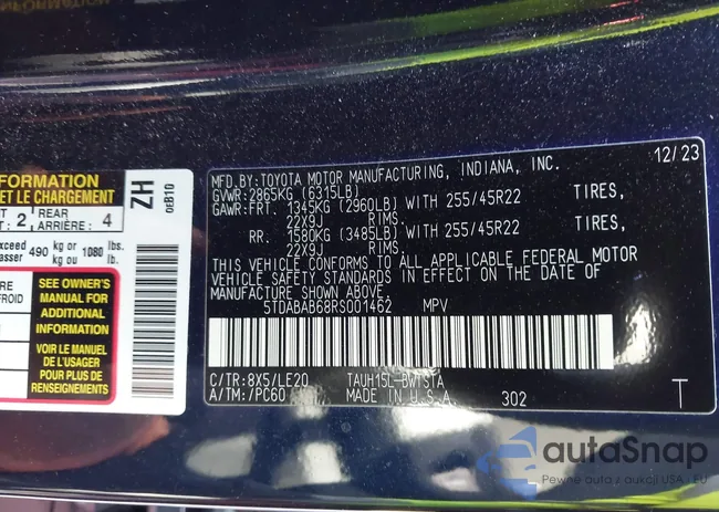 5TDABAB68RS001462: 43722831