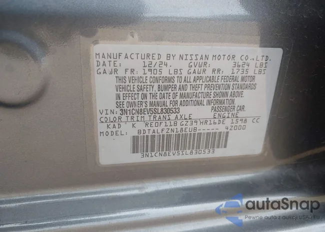 3N1CN8EV5SL830533: 43722941