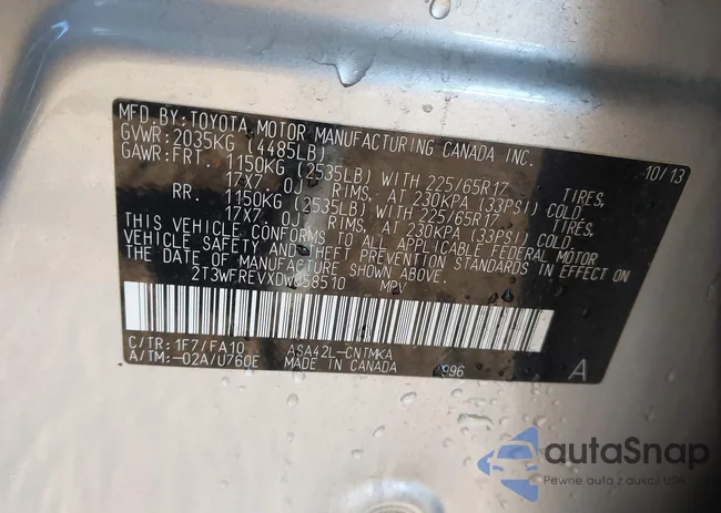 2T3WFREVXDW058510: 43724263