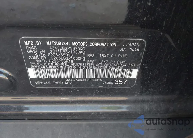 JA4AP3AU6GZ063915: 43724267