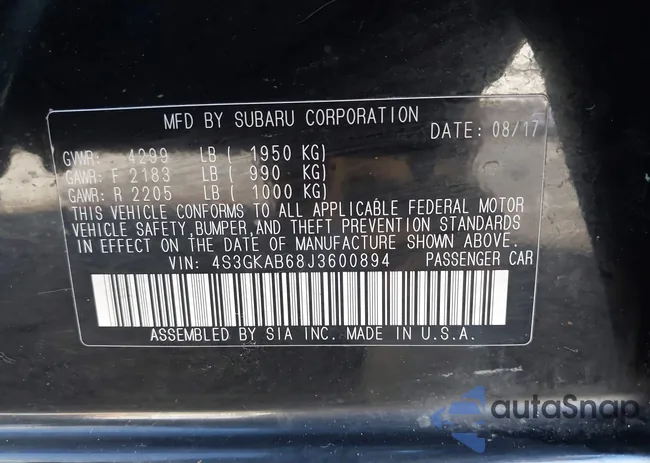 4S3GKAB68J3600894: 43724360