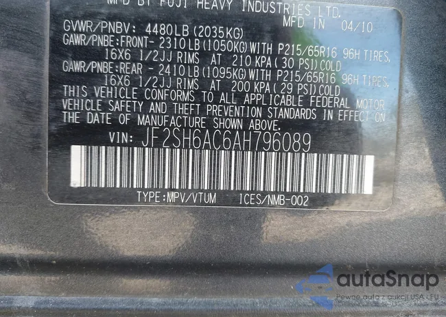 JF2SH6AC6AH796089: 43724368