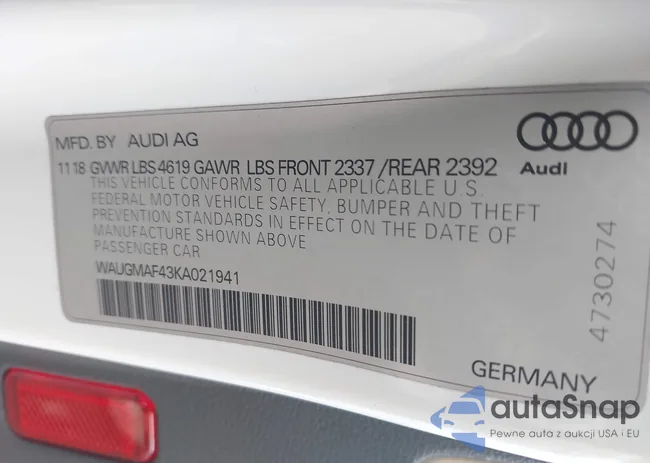 WAUGMAF43KA021941: 43723660