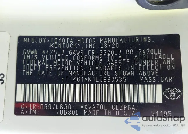 4T1K61AK1LU983535: 43723885