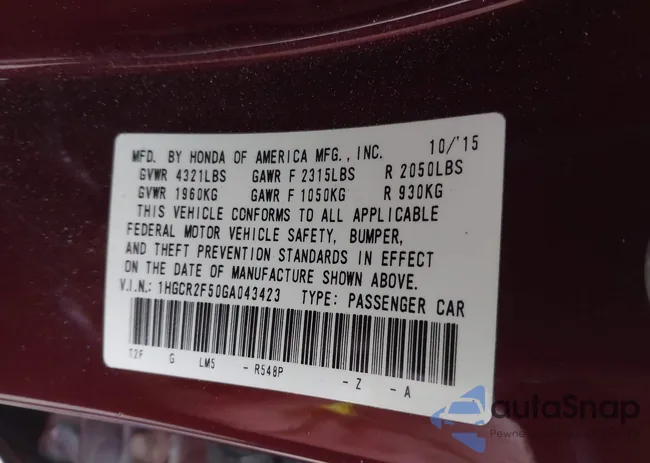 1HGCR2F50GA043423: 43723930