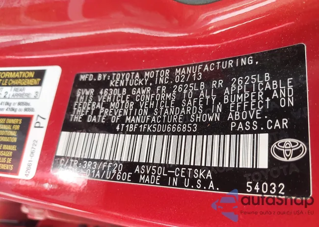 4T1BF1FK5DU666853: 43725046