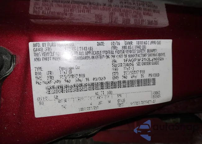 1FADP3F21GL286026: 43725062